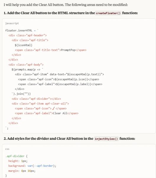 File:Claude highlighting the code snippets in content.js that need modification 1.jpg
